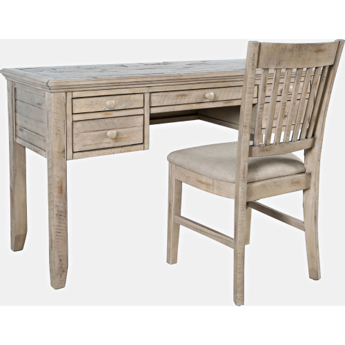 Rustic Shores Desk w/ USB Charging & Chair Set in Weathered Gray